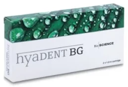Schachtel mit vernetztem Hyaluronsäure-Gel, hyadent BG